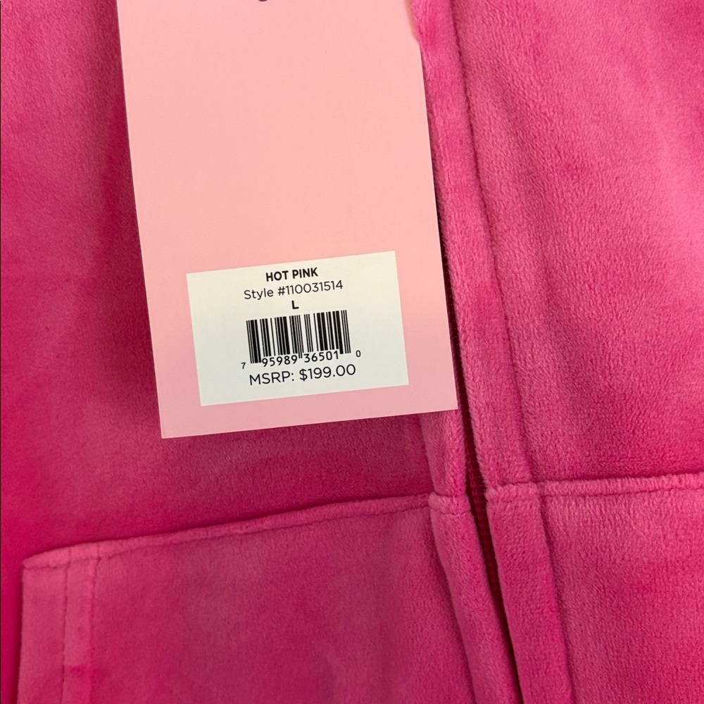 NWT Juicy Couture Blingy Hot Pink/Silver Velour Hoodie Track Set… - Picture 6 of 7